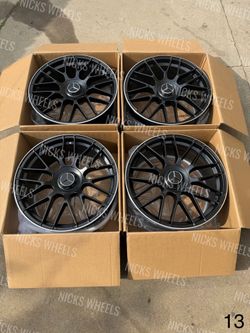 Set Of 19” Inch Wheels Rims AMG Style Satin Black Staggered 5x112