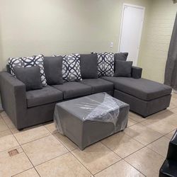 Grey Sectional With Ottoman ¡¡NEW IN STOCK!! 