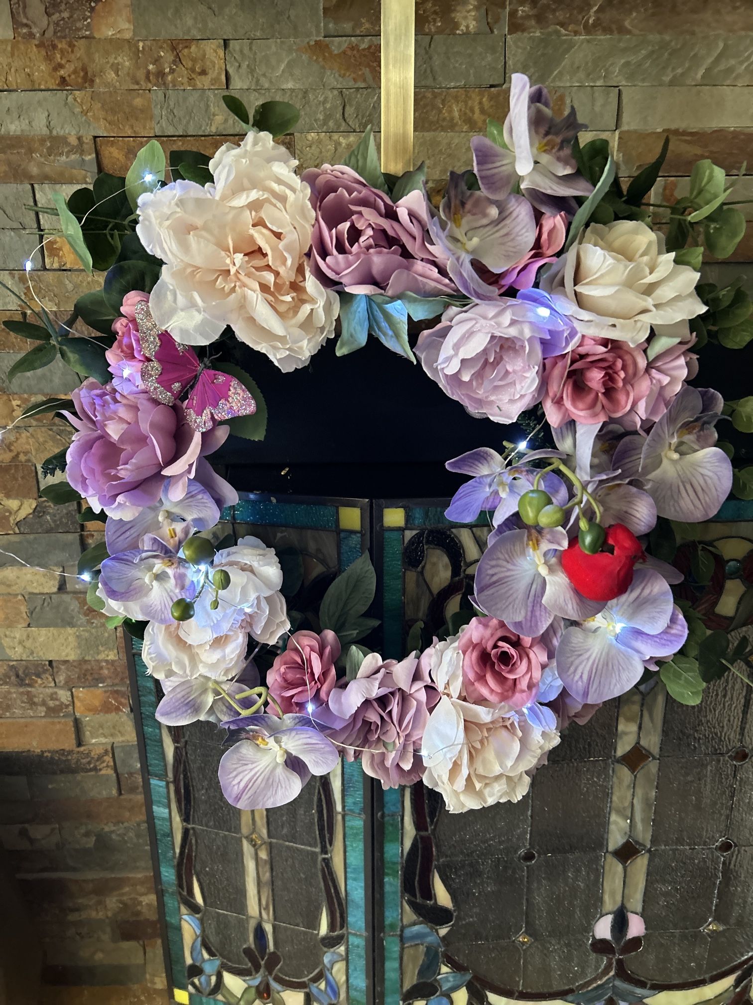 Here’s A Beautiful Hand Crafted Wreath With An Assortment Of Silk Flowers That Can Last A Lifetime!