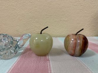 Vintage Stone Carved Apple Paperweights Set of 2 (2.25”)