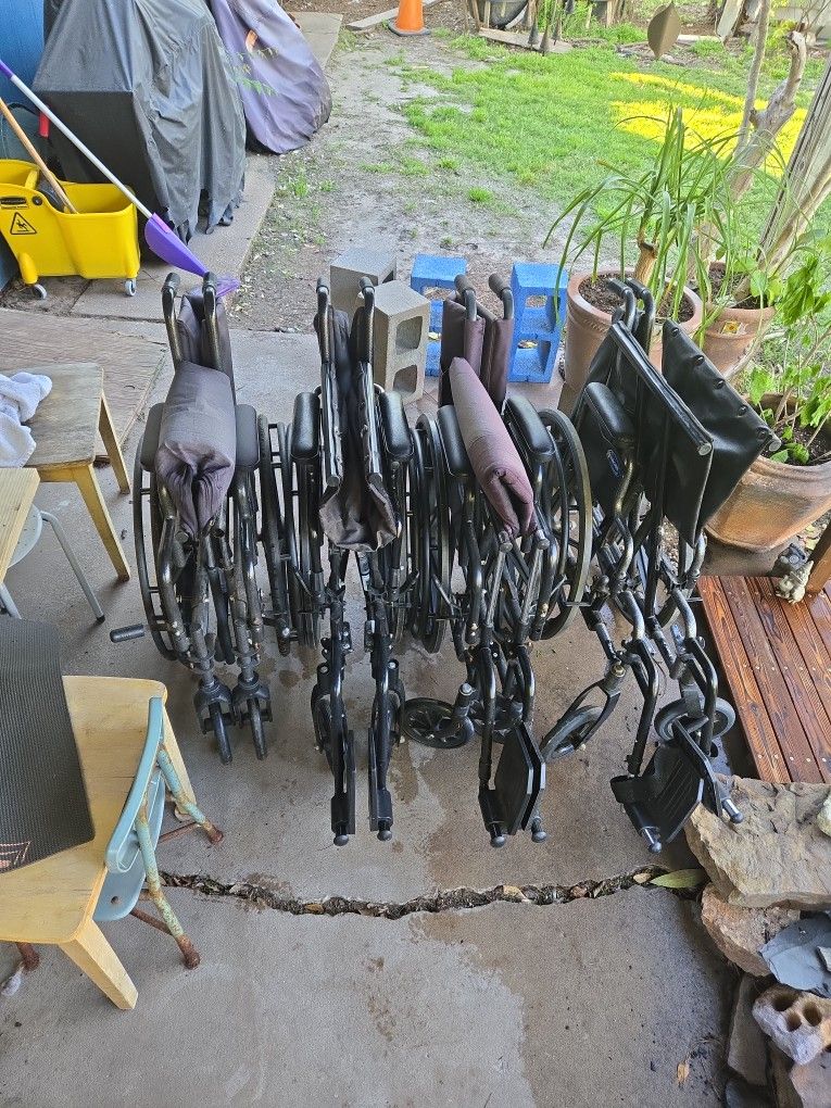 4 Black Wheelchairs (3 Adult Medium-sized And 1 Adult Bariatric)