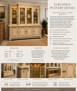 Whitewash Faux Bamboo Hollywood Regency Buffet & Hutch