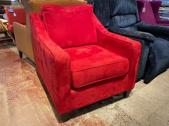 Vibrant Crimson Faux Suede Armchair