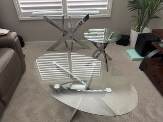 Chrome glass table set (3 pieces)