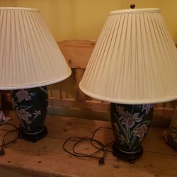 Pair Of Vintage Ceramic/Brass Lamps 