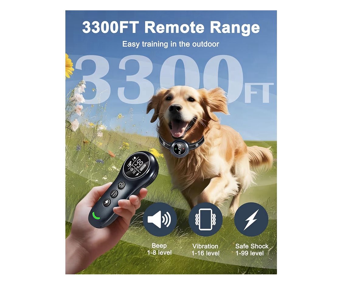 2-in-1 Dog Shock Collar & Dog Bark Collar - Rechargeable Dog Training Collar with Remote Control for 5-150 lbs, Dog Collars 5 Sensitivity Levels, IP67