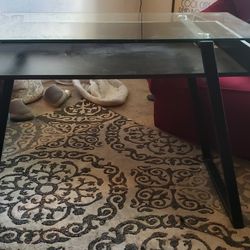 Desk Glass Top Black Metal