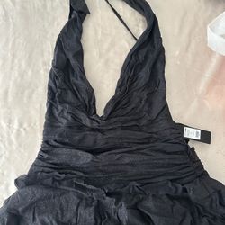 Fashion Nova Glitter Mesh Micro Mini Dress- Large