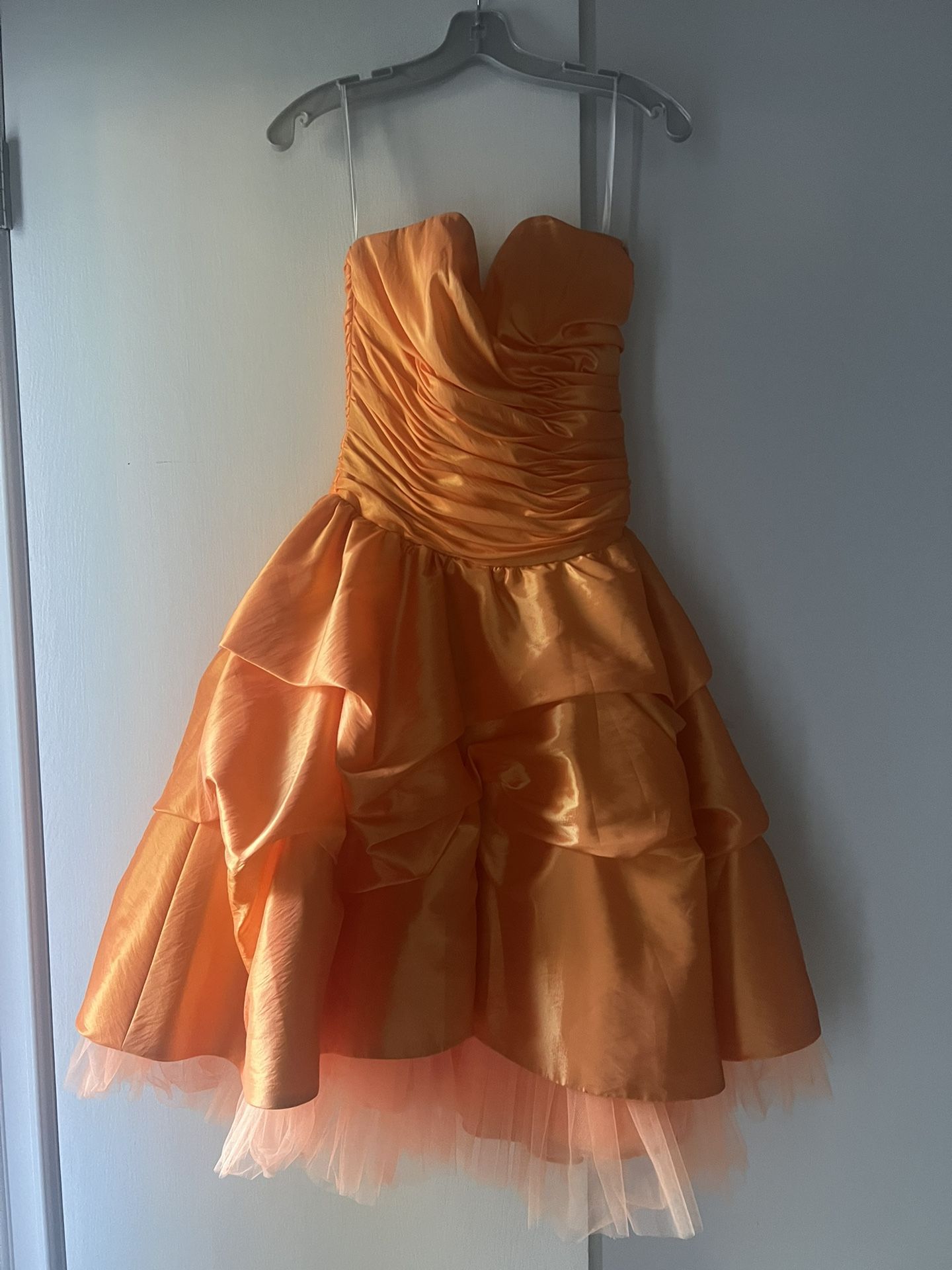 Y2K Orange Tulle Skirt Sx Xxs