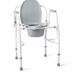 Steel Drop-Arm Commode, 350 lb Weight Capacity