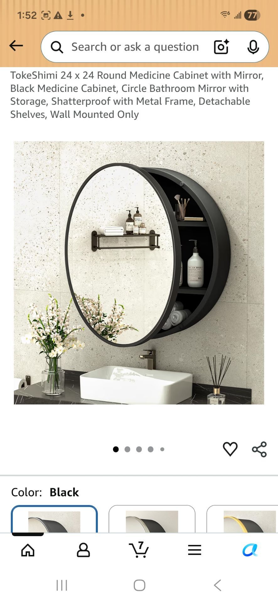 Brand new 24 inch round medicine cabinet mirror
