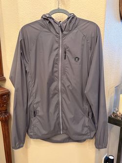 Roark Men Super Lightweight Gray Hooded Packable Zipped Jacket Size Large