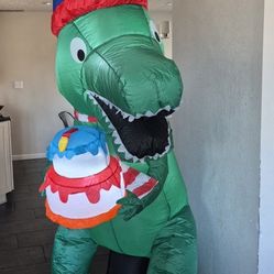 7 Foot Tall Happy Birthday Inflatable Dinosaur