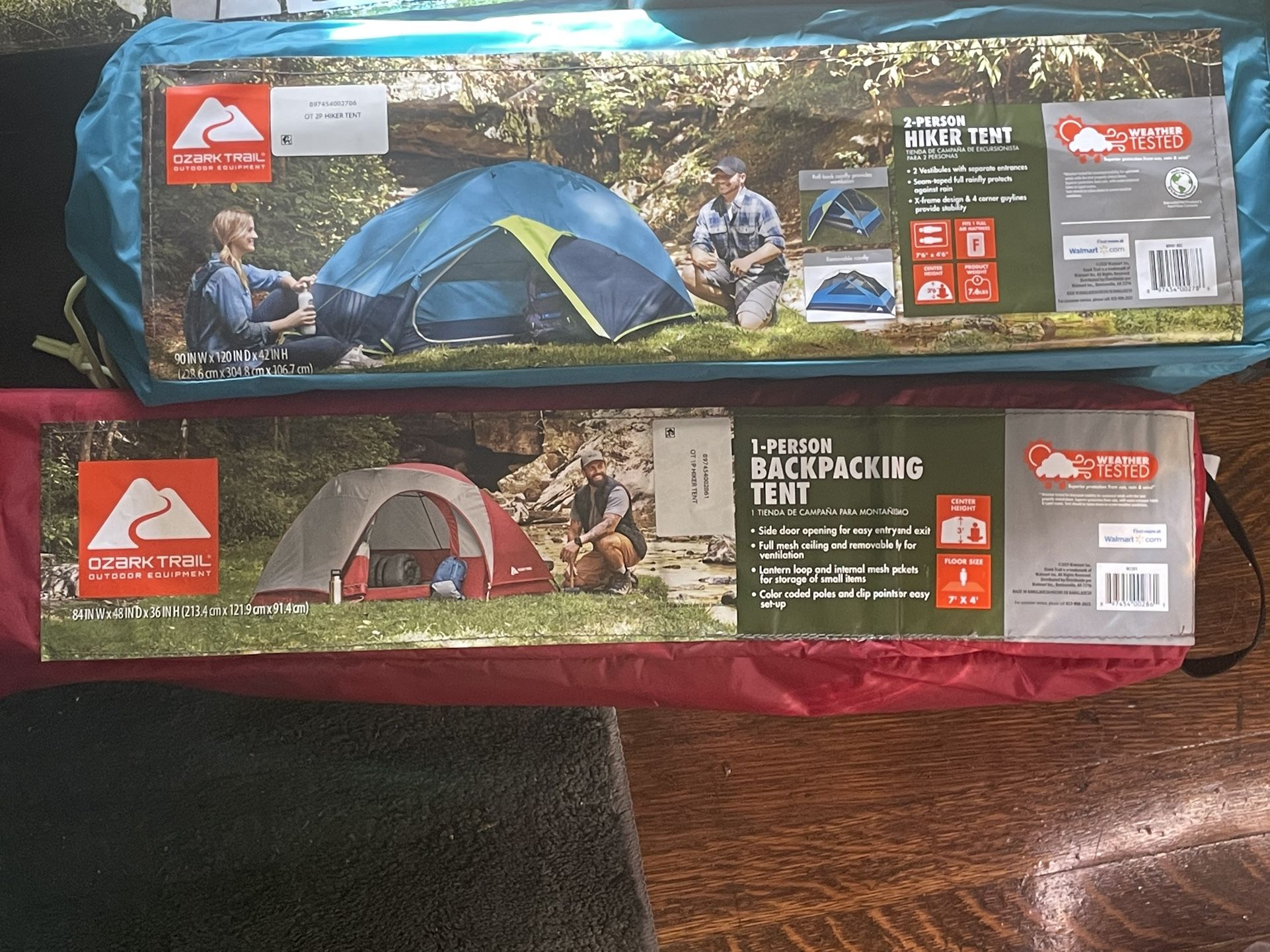 2 Brand New Tents! 1 Of Them Is A 3-person Hiker Tent. Then Other Is A 1-person Backpacking Tent! Firm On Price.