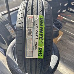 215-55-17 Delinte DH2 A/S 98W Brand new 4 tires Free Mount Balance installation 215/55/17 llantas