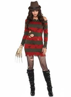 Size L Freddy Krueger women's costume bundle