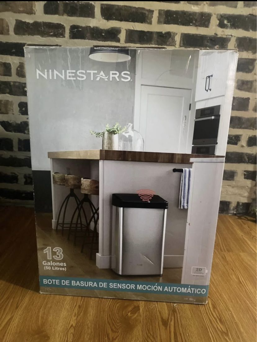13 Gal. Stainless Steel Touchless Metal Household Trash Can