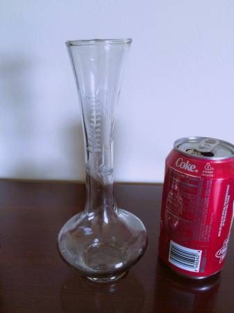 Vintage Hand Blown Crystal Bud Vase with Etching