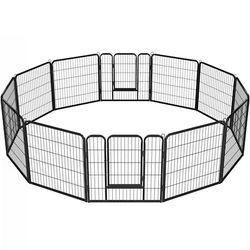Black 12 Panels Metal Dog Playpen, 32”W X 32" H