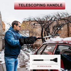 Ice Scraper Mitt for Car Windshield in Heavy Winter, Snow Scraper with Glove,No Frozen Hand,22"/56CM Extendable Handle,2-in-1 Head Break Chunny Ice