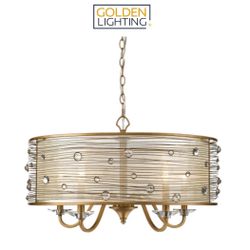 Golden Lighting Joia 5 Light 26" Wide Taper Candle Drum Chandelier with Crystal Accents