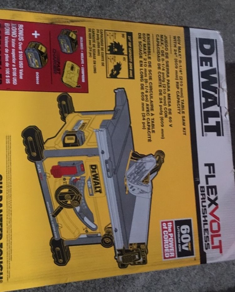 Dewalt DCS7485T1-EB FLEXVOLT Cordless/Brushless Table Saw (comes with 2 batteries & Fast Charger!!)