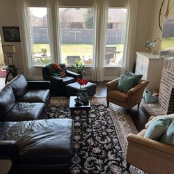 Restoration Hardware Mitchell Gold Leather Chair and matching Ottoman