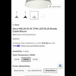 Nora Lighting 16” LED, White, 