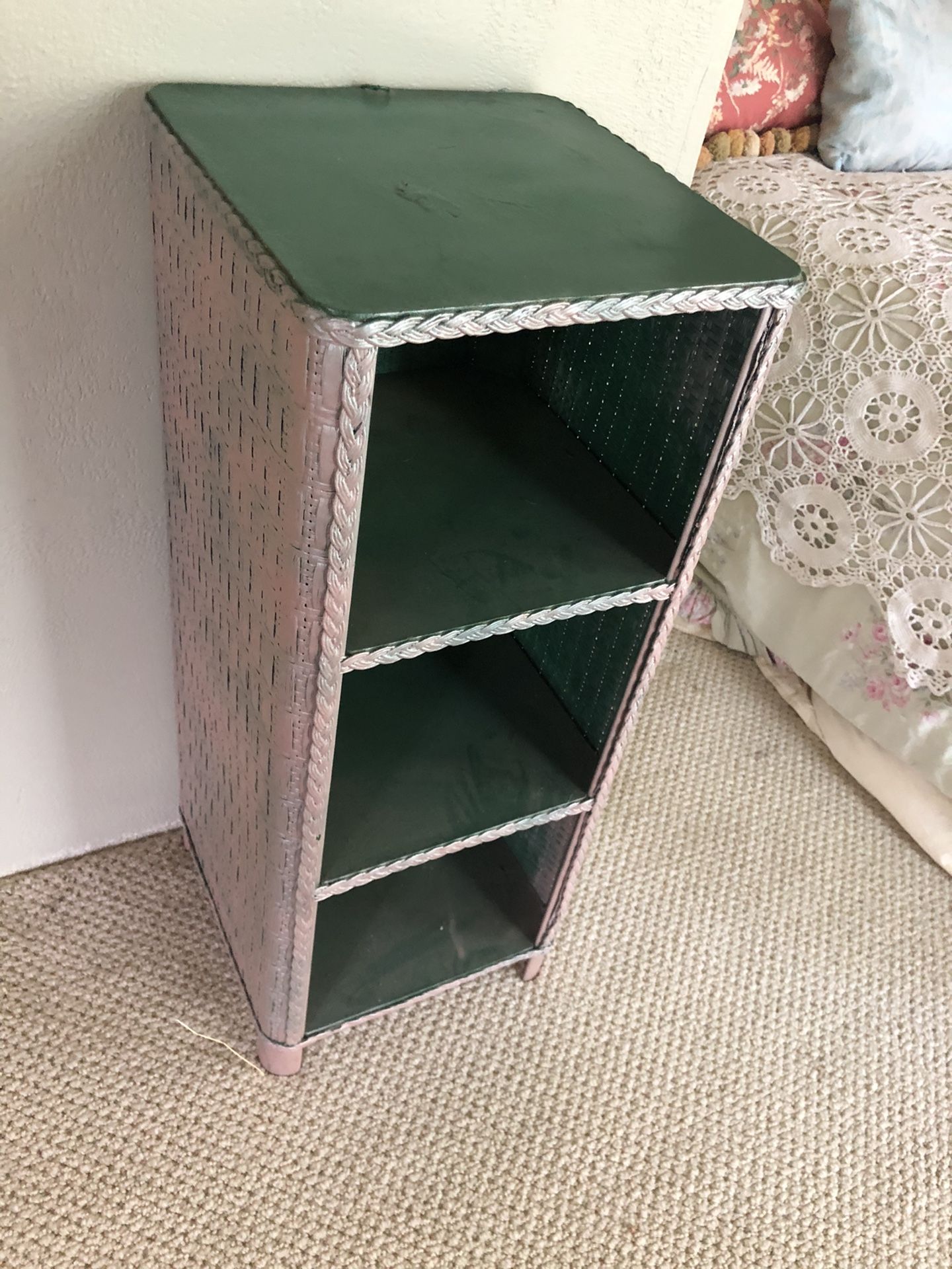 Small vintage wicker shelf