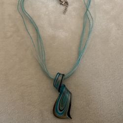 16” Necklace With A Glass Pendant