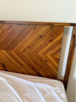 Wooden platform bed with mattress  King Size