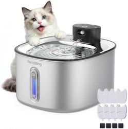 PartsBling Stainless Steel Cat or Small Dog Water Fountain 142 oz