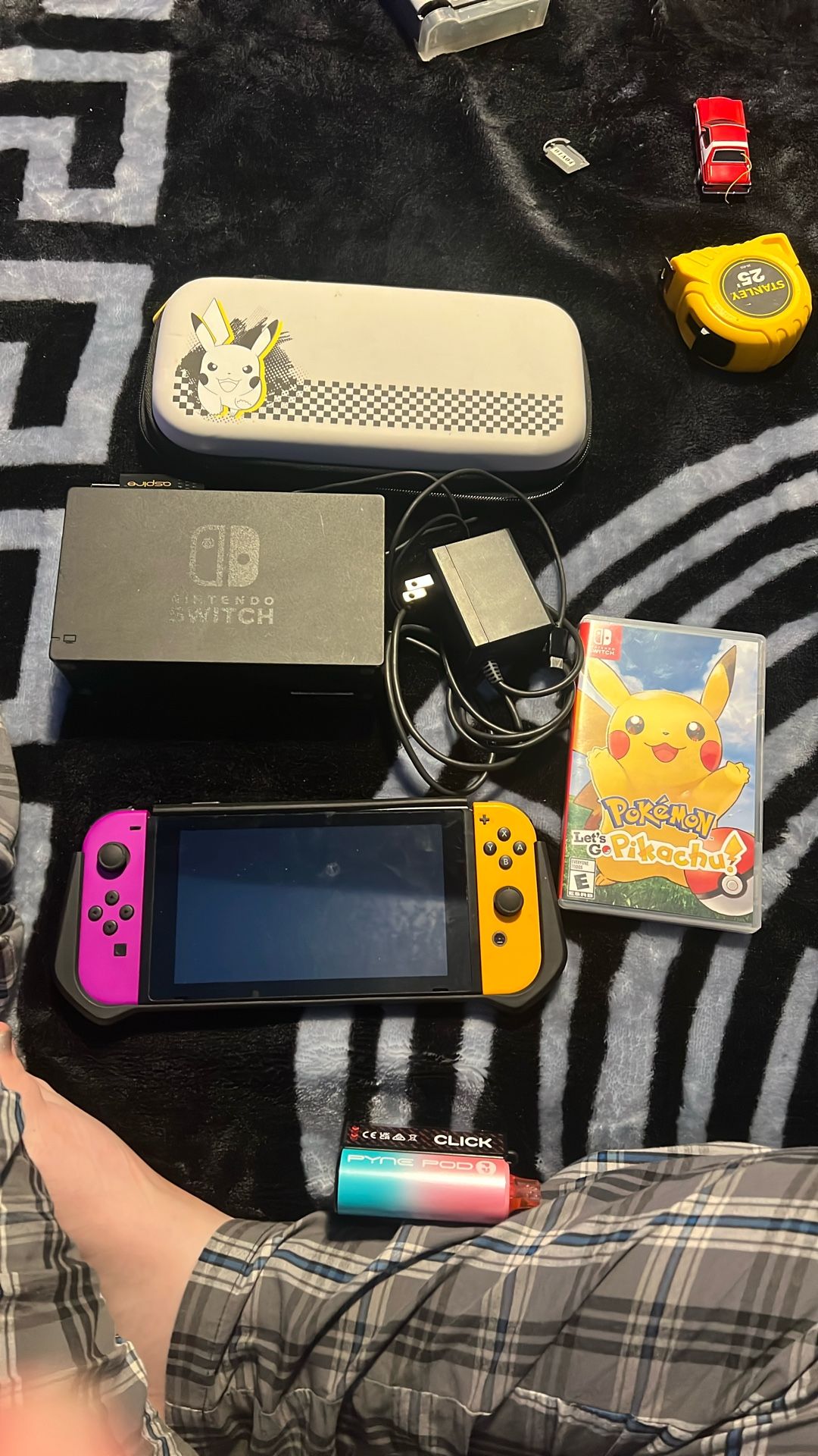 Nintendo Switch With Pokémon Case, Pikachu Game, Docking Station And Charger
