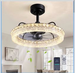 CROSSIO Ceiling Fan with Lights and Remote, 20'' Modern Flush Mount LED Fan Light, 3000-6000K Dimmable Low Profile Fandelier Ceiling Fans for Bedroom,