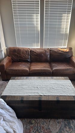 Brown Leather 3-Seat Sofa and love seat