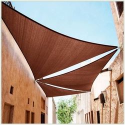 NEW 18' x 18' x 18' Brown Sun Shade Sail Triangle Canopy Water Permeable & UV Resistant Carport Patio Outdoor