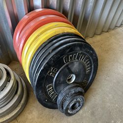 195lb rubber bumper Olympic weight set- one fit wonder