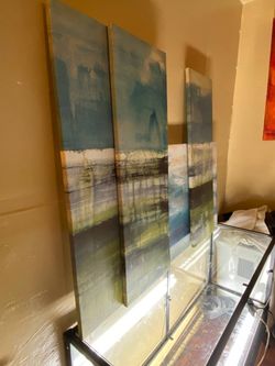 Abstract Landscape Canvas Painting Triptych Set