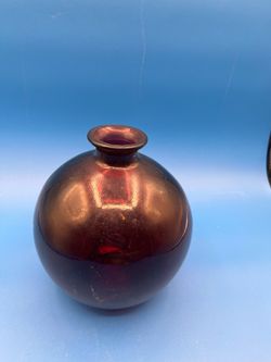 Vintage red glass vase solid glossy