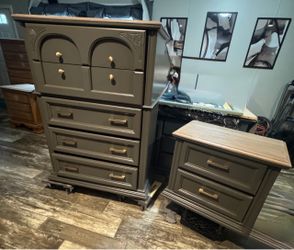 Painted Chest of Drawers and Nightstand Set