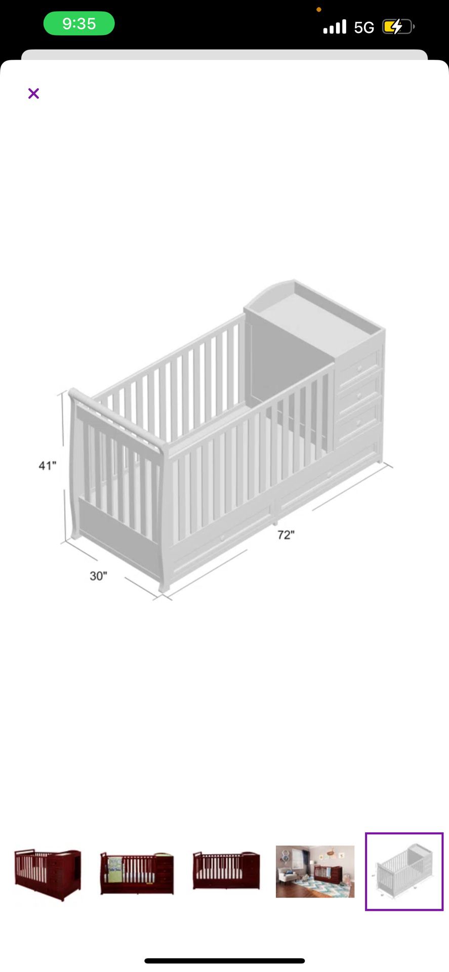 Brnaba 2 In 1 Convertible Crib And Changer 