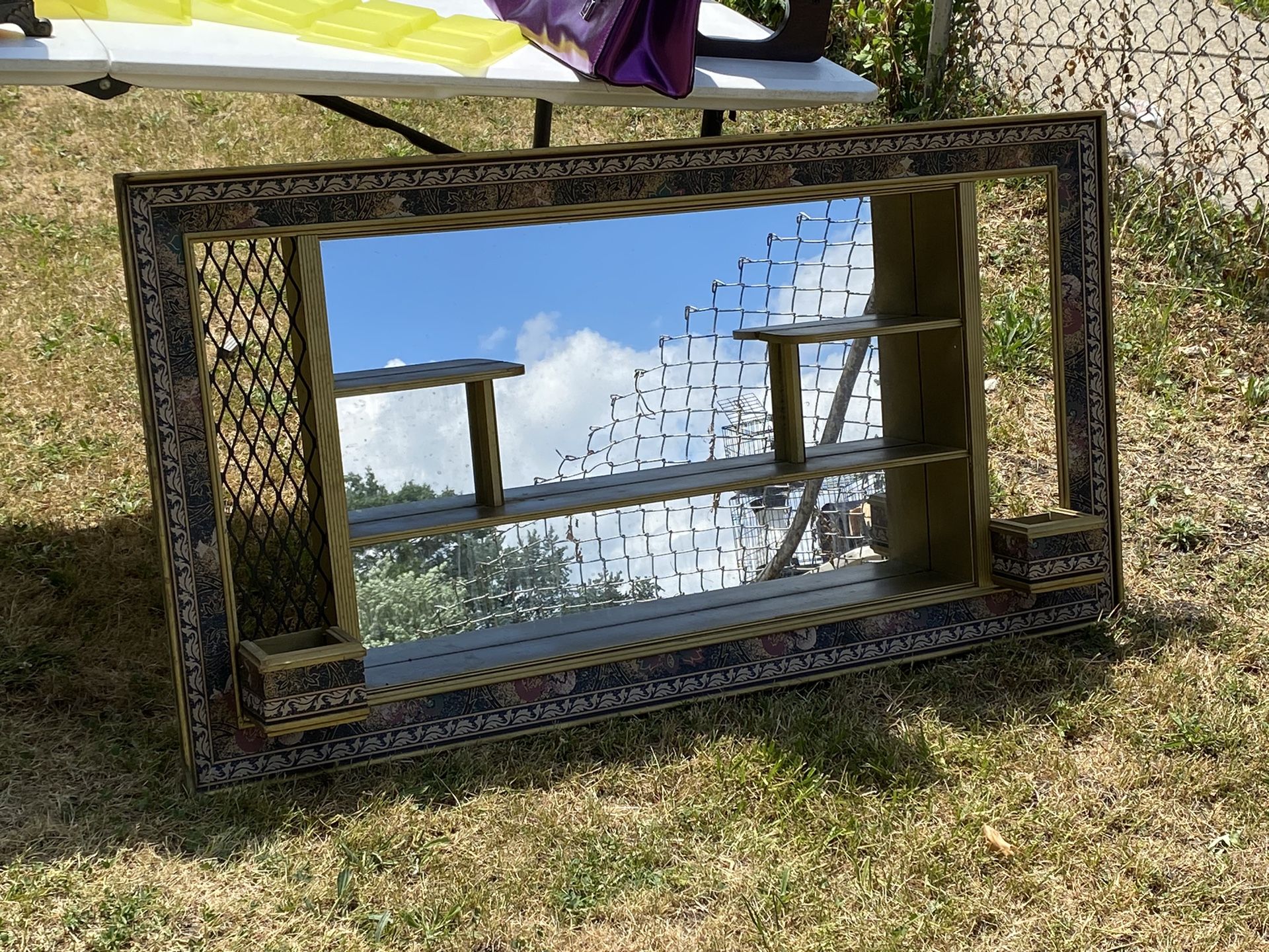 Beatigful Vintage Mirror Display And Plant Holders Included