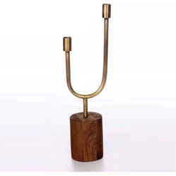 Villa2 Libra Wooden Iron Candle Holder Weathered 