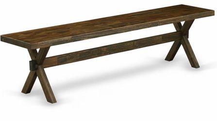 Rustic Wood Dining Bench with X-Leg Base