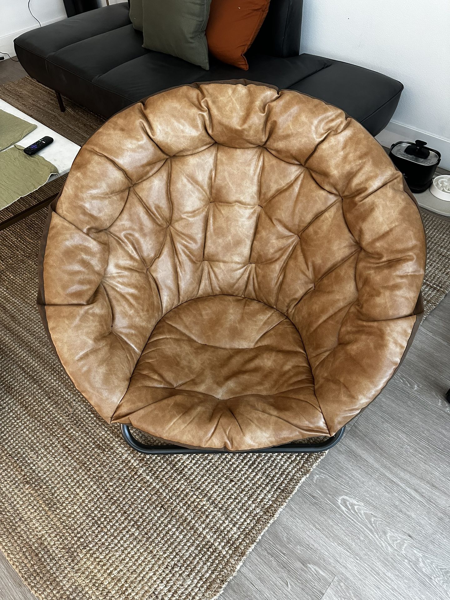 Faux Leather Caramel Hang-A-Round Chair 