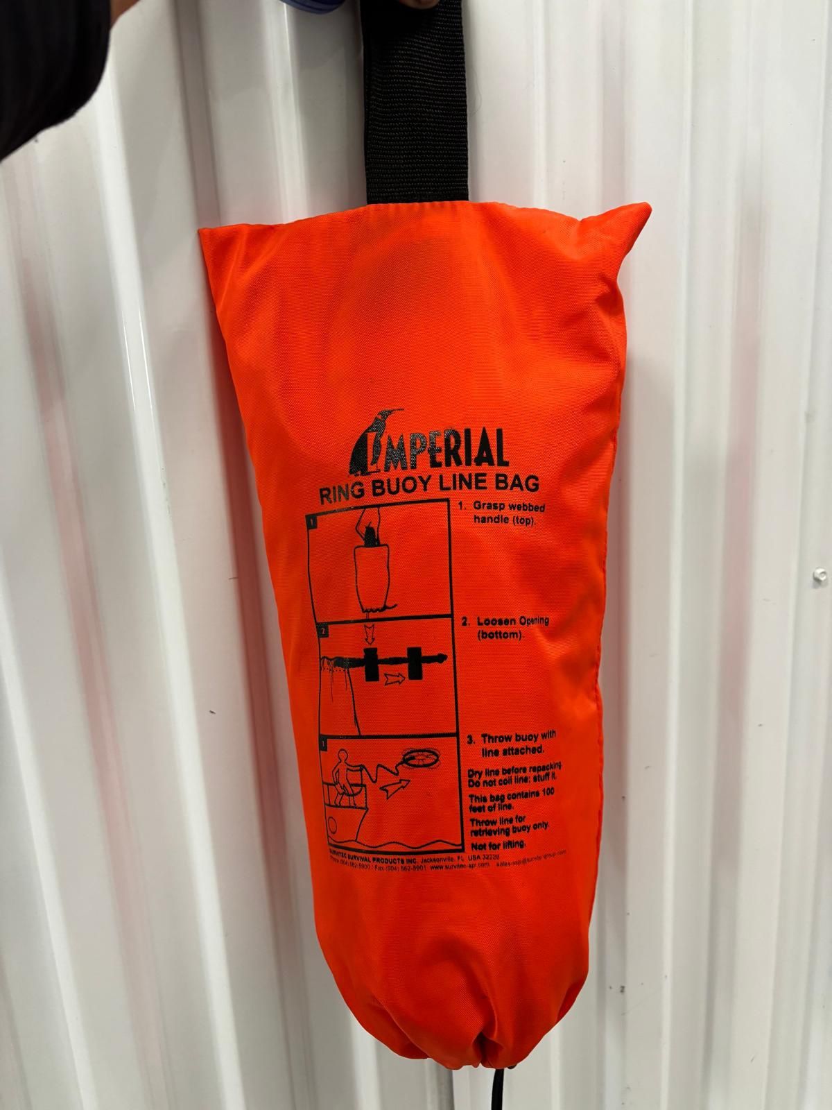 Imperial Ring Buoy Line Bag used for water rescue. Contains 100 feet of rope $50.