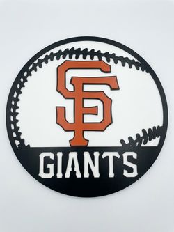 SF Giants Black Baseball Metal Sign 16in 18 Gauge Steel Wall Decor