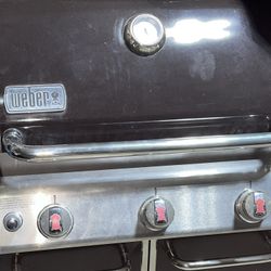 Dark Brown / Red / Silver Weber Genesis Edition E-310 Large Grill BBQ Asador 3-burners