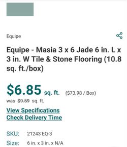 Equipe Masia 3x6 Jade Tile & Stone Flooring brand new pay 40 vs 74