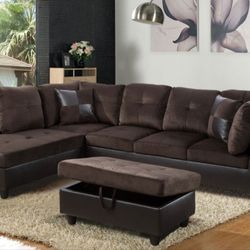 New Sectional with Storage Ottoman